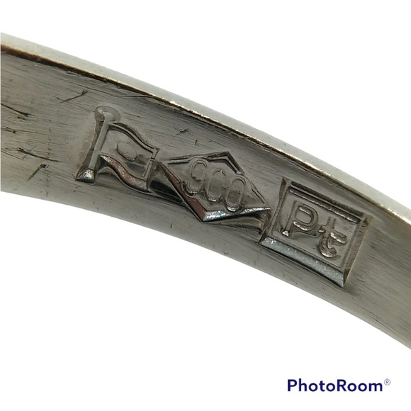 Platinum 900 1Carat Natural Diamond Semi V Ring - Picture 7 of 7